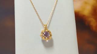 Lavender Amethyst Geometric Pendant Necklace —  Feminine Grace screenshot 4