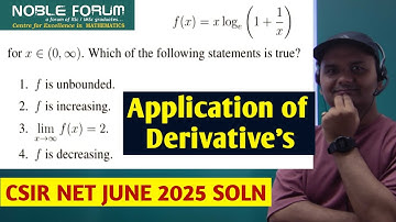 Application of Derivatives | CSIR NET JUNE 2025 Real Analysis Solution | Sumit SIR | Noble Forum