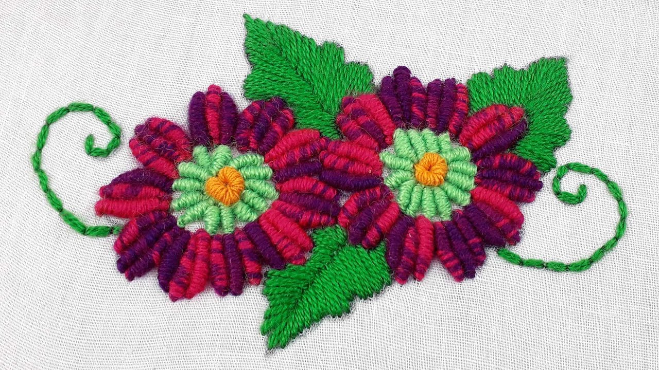 Easy Hand Embroidery Flower Stitch,Beautiful Flower Embroidery Tutorial ,Flower Stitch255 YouTube