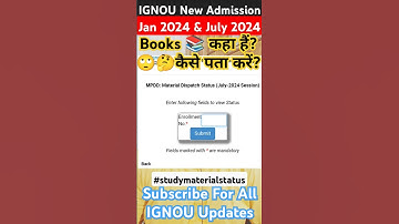 IGNOU Jan 2024 & July 2024 Study Material Status | #ignoustudymaterialstatus #ignoubooks #education