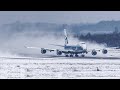 BOEING 747 CREATES A SNOWSTORM during DEPARTURE - B747 New Generation (4K)