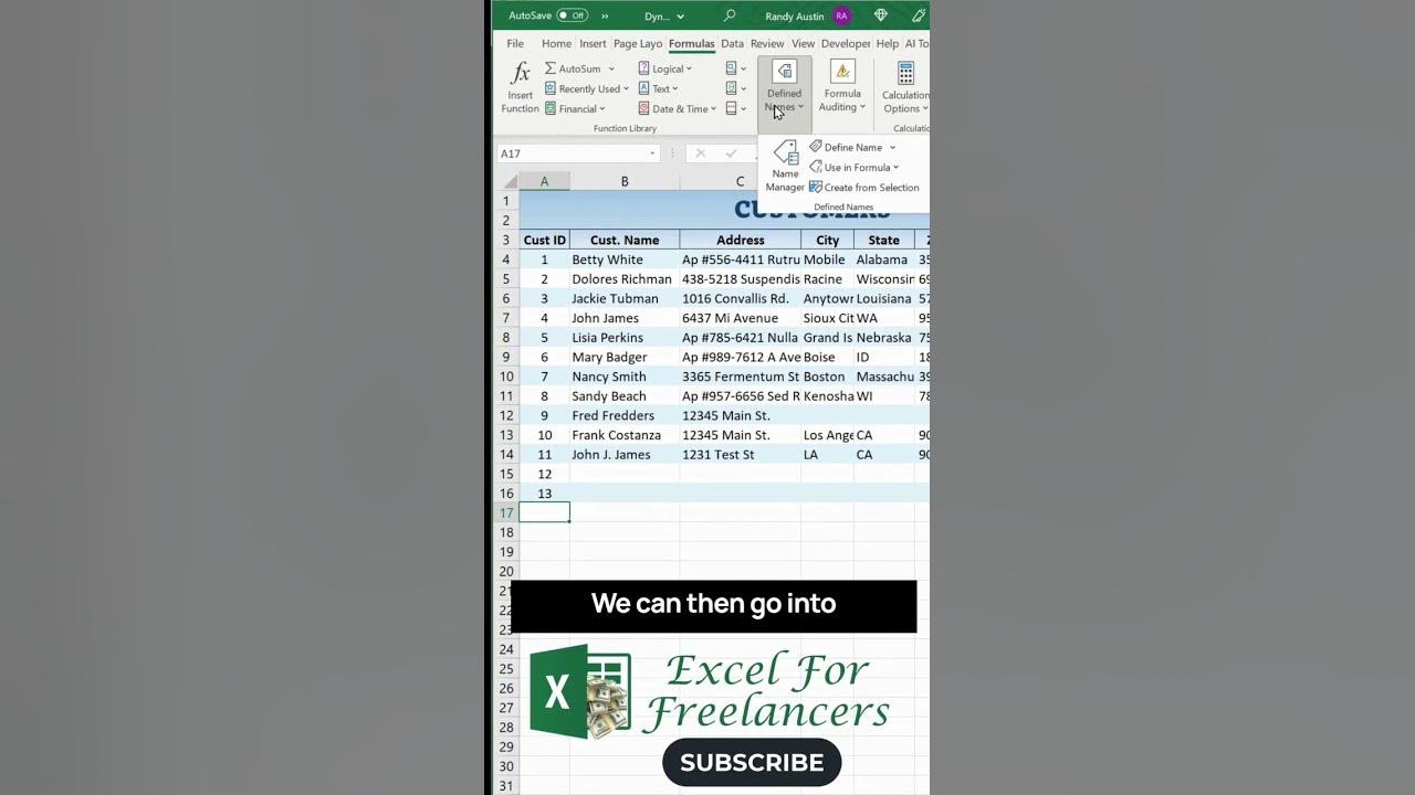 Create A Dynamic Named Range In Excel