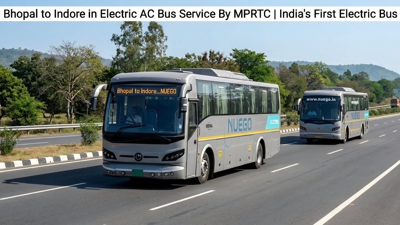 Bhopal to Indore in Electric AC Bus Service at just Rs.270| India's First Smart Electric Bus | Nuego