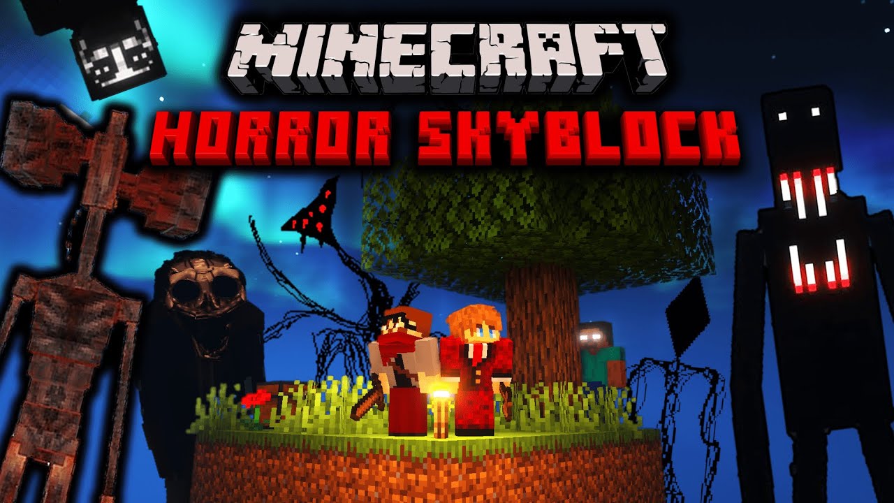 2 Idiots Add EVERY Minecraft Horror Mod To Skyblock [FULL MOVIE]