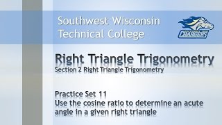 College Math - Trig Chapter PS 11, “Use cosine function to compute size of an angle in a triangle”.