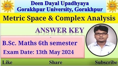 Answer key|| MAT304|| Metric Space & Complex Analysis|| BA|| BSc|| Maths 6th sem|| #answerkey #ddu