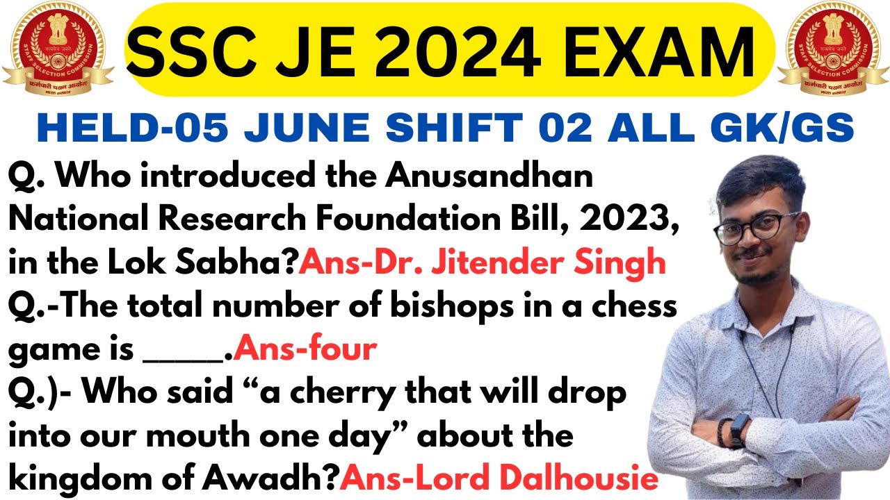 SSC JE 2024 GK/GS 5 JUNE SHIFT 2 SOLUTION || SSC JE 2024 TOP SOLUTION ...