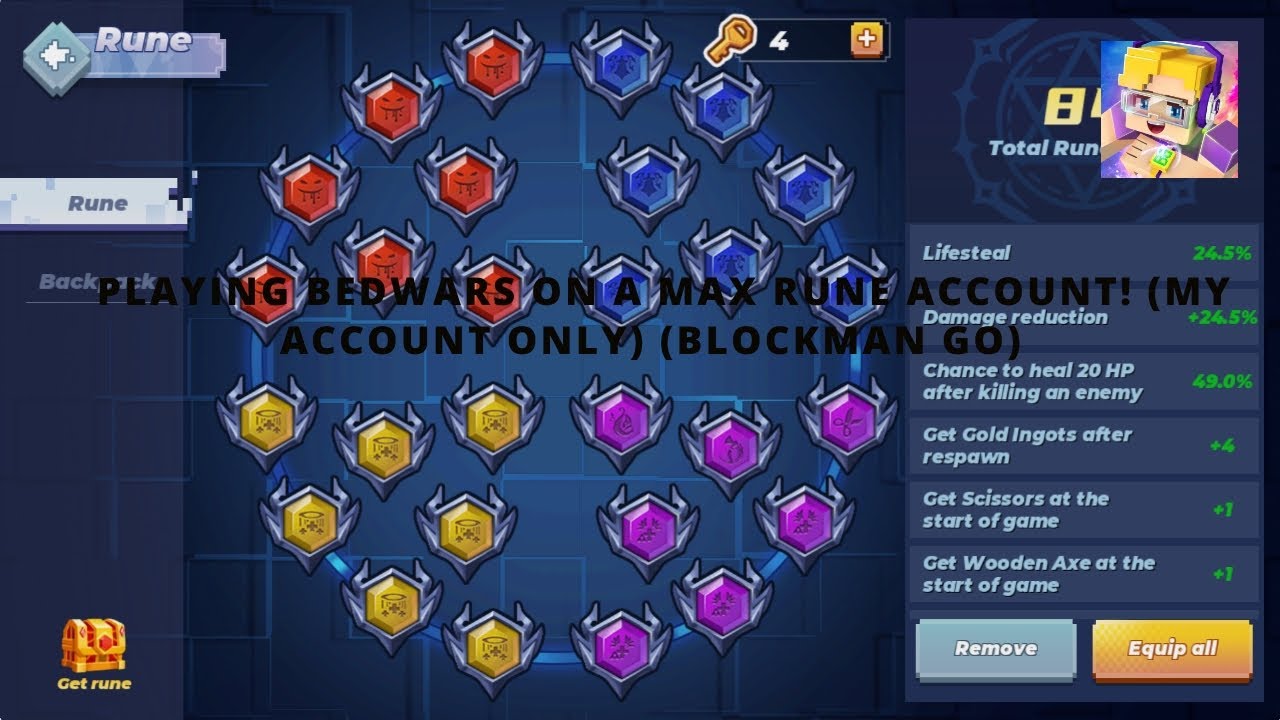 Playing Bedwars On A MAX RUNE Account! (My Account Only) (Blockman go ...