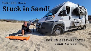 STUCK IN SAND! Vanlife self-recovery tips and the gear to get out! screenshot 4