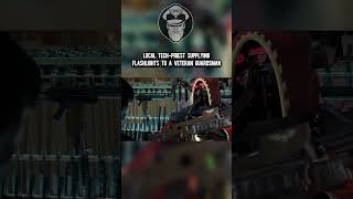 Local Tech-Priest supplying flashlights to a Veteran Guardsman
