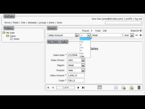 shrData - Search, filter, and sort fields