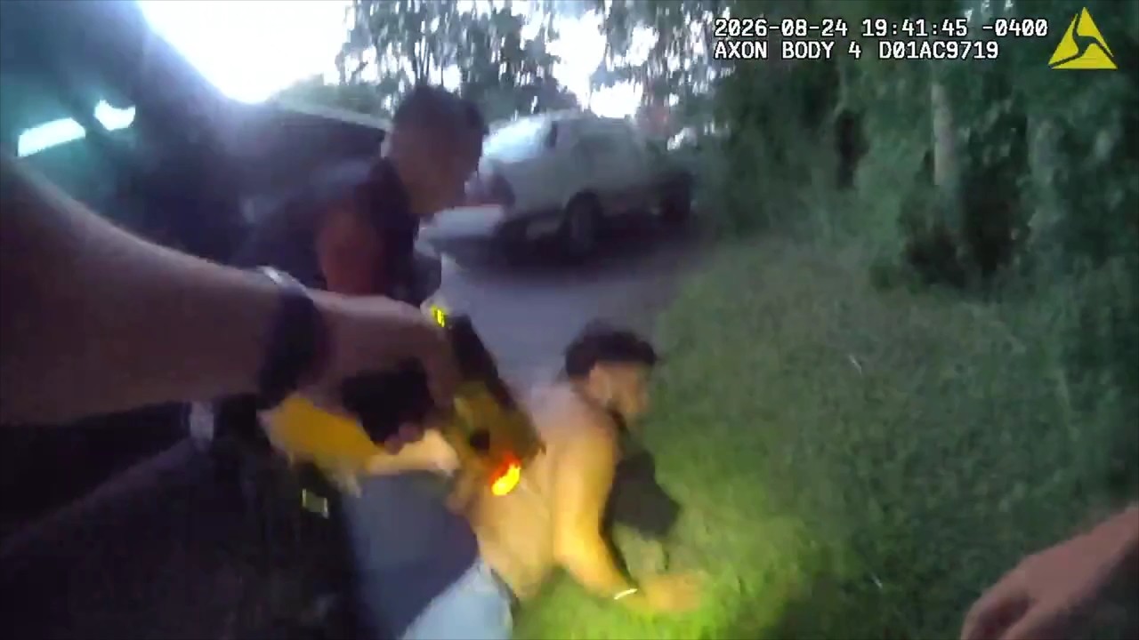 Police drone footage from burglary suspect search in Lindenhurst