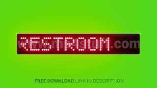 Restroom Scrolling Red Dot Matrix LED Text Animation on Green Screen Seamless Loop