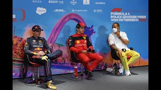 Full F1 Austria GP 2022 | Top 3 Post Race Press Conference | Leclerc, Verstappen, Hamilton | Audio Update
