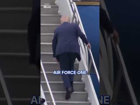 Trump stumbles up