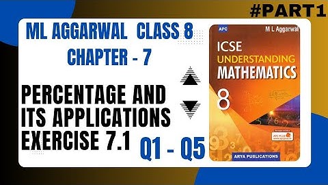 Percentage And Its Applications | Exercise 7.1 | class 8 | ML Aggarwal | ICSE board | Part 1