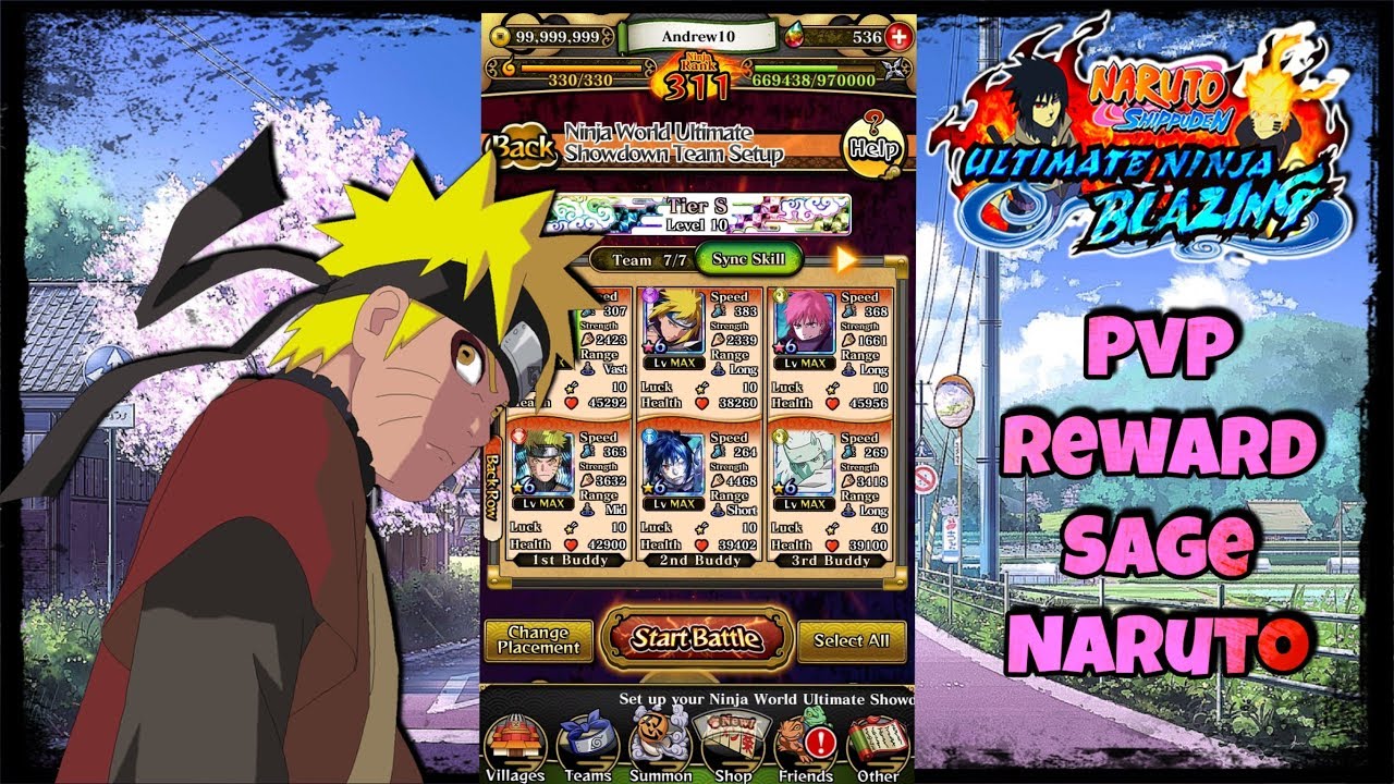 ** New Sage Mode Naruto PvP Showcase! ** ( Naruto Blazing )