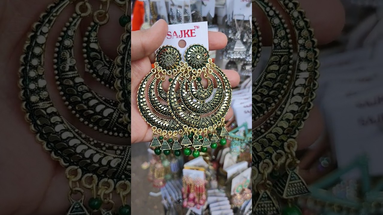 chandbali earrings | green colour earrings | long earrings jewelry | earrings 