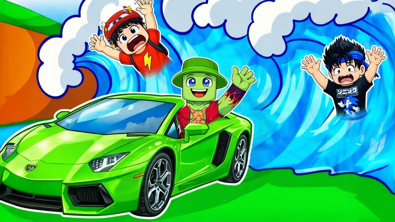 J'ÉCHAPPE au TSUNAMI pour GAGNER des VOITURES de LUXE sur Roblox !