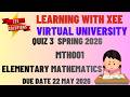 MTH001 Elementary Mathematics Quiz 3 Spring 2026 Virtual University of Pakistan