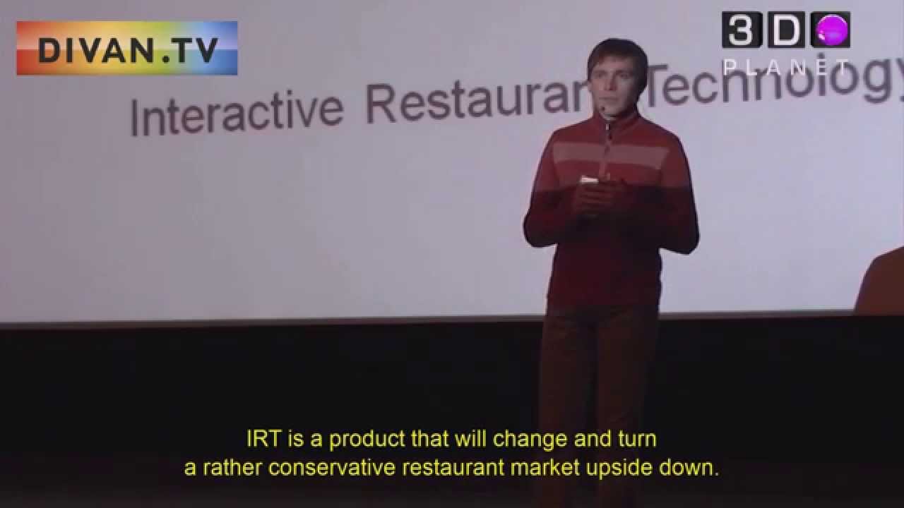 Dmytro Kostyk - big stage, talking about Interactive Restaurant Technology