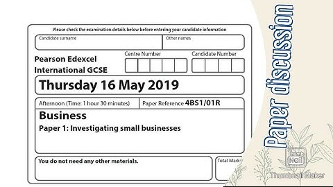 Pearson edexcel International gcse business 4BS1 May 2019 paper 1 investigating small business