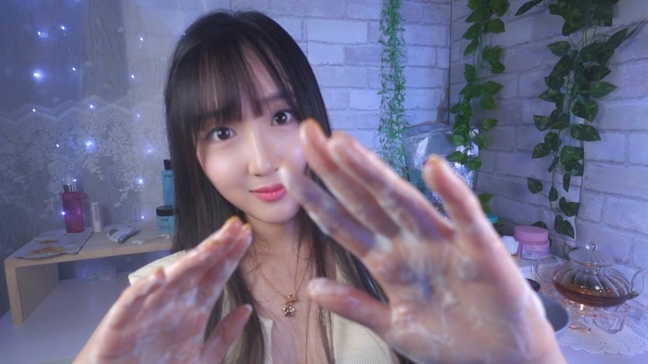 ASMR(Sub✔) Cool Facial Skincare treatment Pampering you Roleplay Cleansing,Massage,Pimple popping