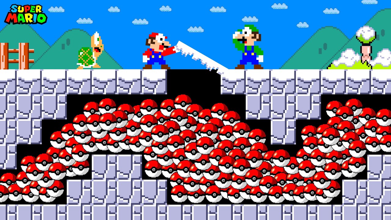 What If Mario and Luigi became IMMORTAL with Pokeball Maze in Super Mario Bros?