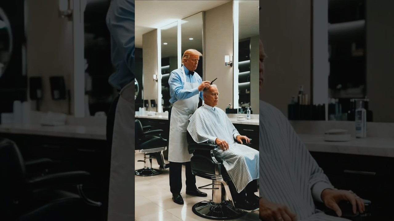 Donald Trump hair cutting Mr Bush 