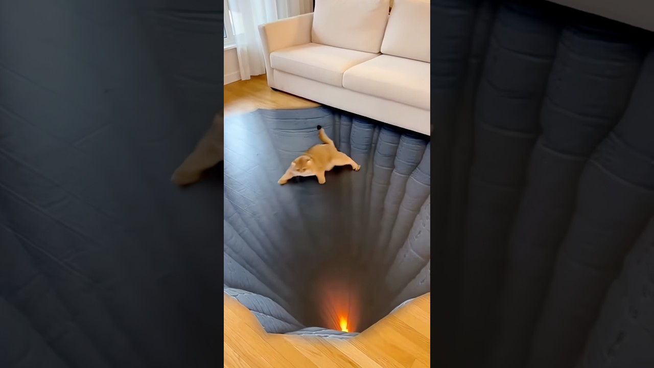 Кот против 3D-пола: Абсолютная бессмыслица! 🤪🌀🎭 