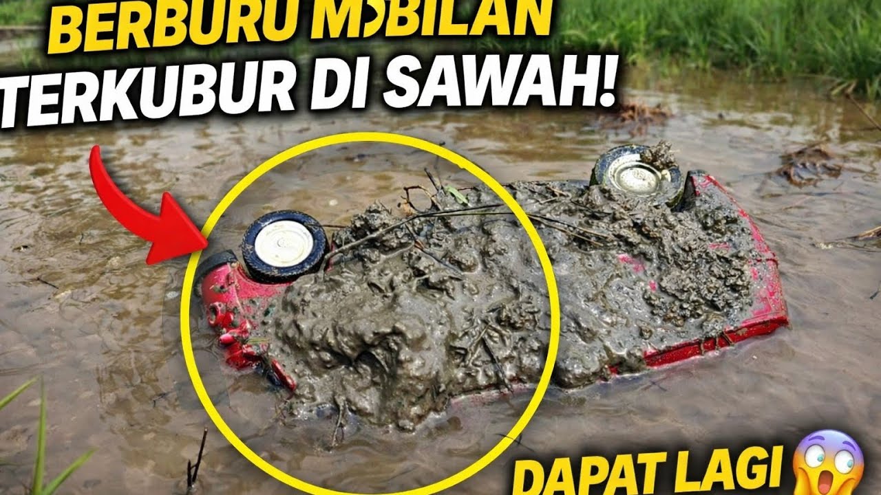 Поиски машин на рисовых полях ‼️ Нашли одну, зарытую в грязь 😱 Игрушечная полицейская машина