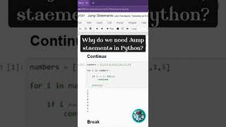why do we need jump statements in Python #python #programming #pythonprogramming #coding #forloop