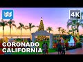 [4K] 🎄 Coronado Island in San Diego, California - Christmas Walking Tour from Beach to Hotel Del 🎧