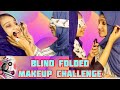 Blindfolded makeup challenge  funny challengebushras tastyhut