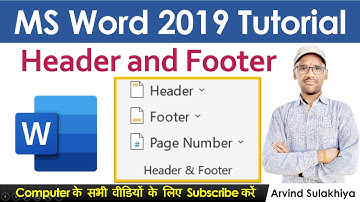 Word 2019 9- Insert Tab- Header and Footer Group- Header & Footer ka use Kaise Karein | Page Number