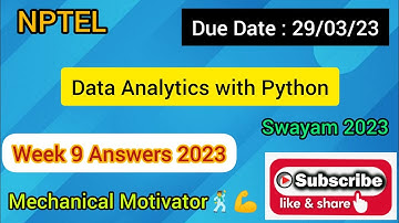 Data Analytics with Python | Week 9  Quiz | Assignment 9 Solution | NPTEL | SWAYAM 2023