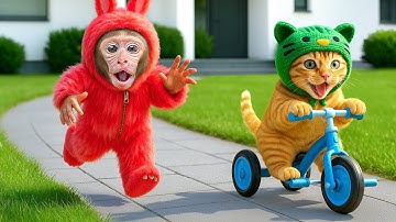 KIKI Monkey LABUBU Makeover and Makes Tiger Hat For Kittens At Home | KUDO ANIMAL KIKI