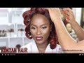 BRIDAL MAKEUP AND HAIR TRANSFORMATION FOR DARK SKIN | PIN UP BRIDAL HAIR |KIMYAH HAIR