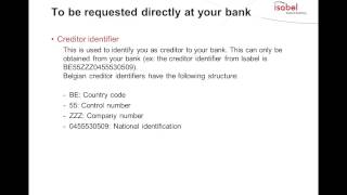 Requirements for starting with SEPA Direct Debit in Isabel 6