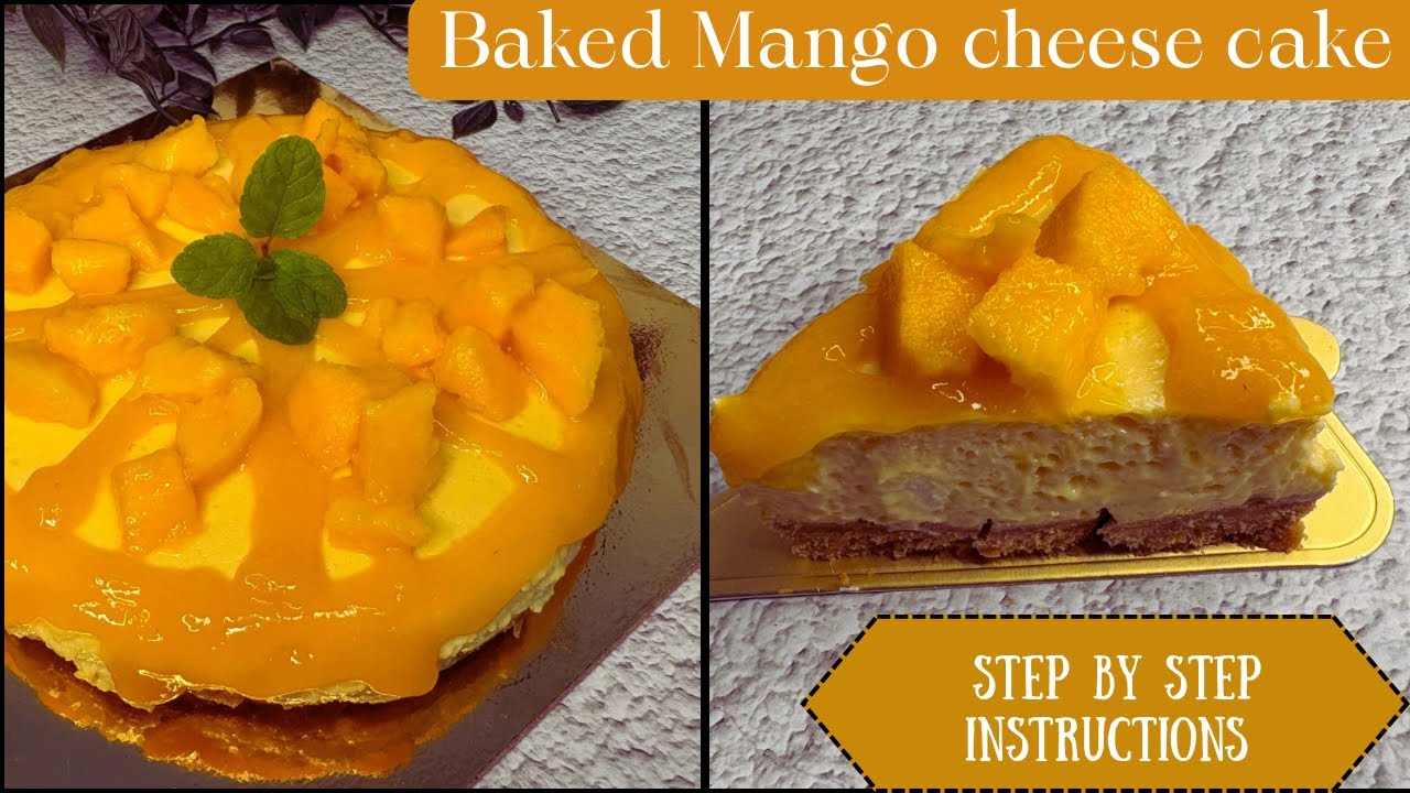 EASY TO MAKE EGGLESS BAKED MANGO CHEESECAKE | NO FANCY INGREDIENTS | STEP BY STEP INSTRUCTIONS 🥭