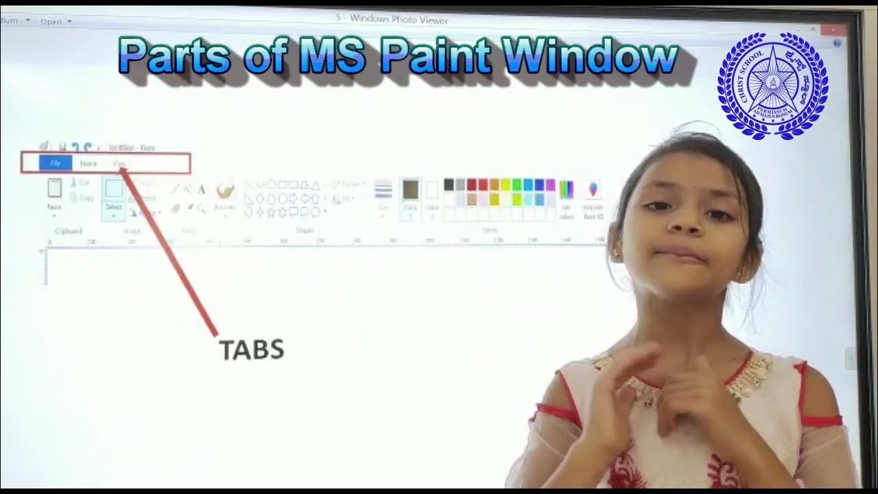 Parts of MS Paint Window and Its functionalities. Grade 2B Christ School Kengeri Campus