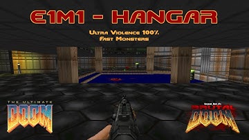 Brutal Doom v21 | The Ultimate Doom - E1M1 (Hangar) UV-Fast 100%