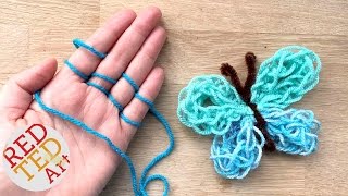 Easy Finger Knitting How To  DIY Yarn Butterfly