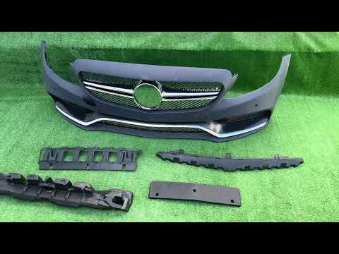 Передний бампер в сборе (AMG C63-designs 2014-2018) для Mercedes C-сlass W205 2014-2021 гг, видео 1