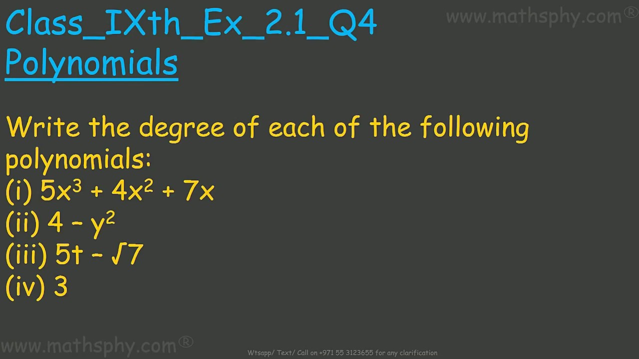 Degree Of Polynomials Class 9 Ex 2 1 Q4 Ncert Solution Polynomials Basic Concepts Youtube Degree Of Polynomials Class 9 Ex 2 1 Q4 Ncert Solution Polynomials Basic Concepts Youtube