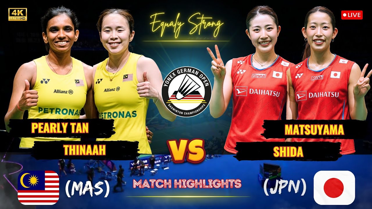 Equaly Strong 🔴 Pearly Tan/Thinaah Muralitharan (MAS) vs Matsuyama/Shida (JPN) German Open badminton