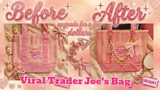 💖 DIY Viral Trader Joe’s Tote Bag Upgrade Budget Friendly ✨🎀