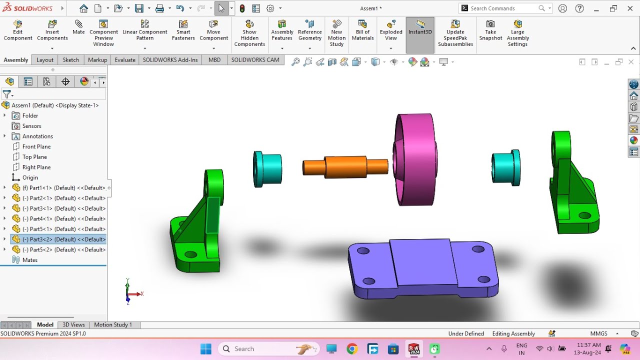 3D SolidWorks Assembly with Parts - YouTube