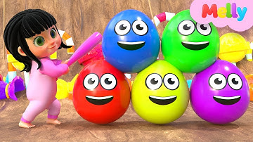 Explores Colorful Surprise Eggs | Yes Yes Playground Song | Melly Nursery Rhymes & Kids Songs
