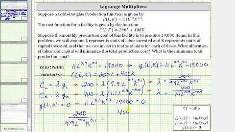 Lagrange Multipliers: Find Minimum Cost using Cobb Douglas Production Function